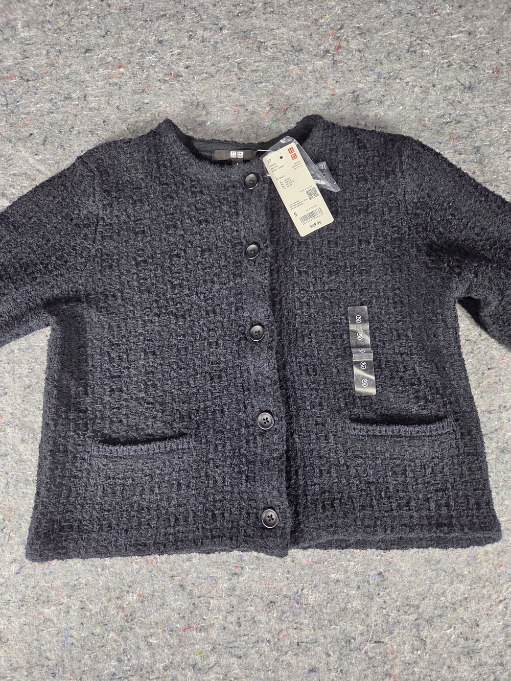NWT Uniqlo Knitted Short Jacket Black Size S